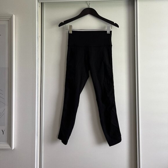 Lululemon | Black Mesh Side Stripe Crop Leggings - Picture 5 of 5
